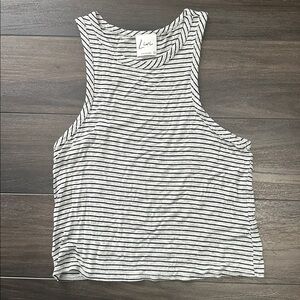 Livi by Olivia Rae Striped Crop Tank Top - Tan/Black - Size L